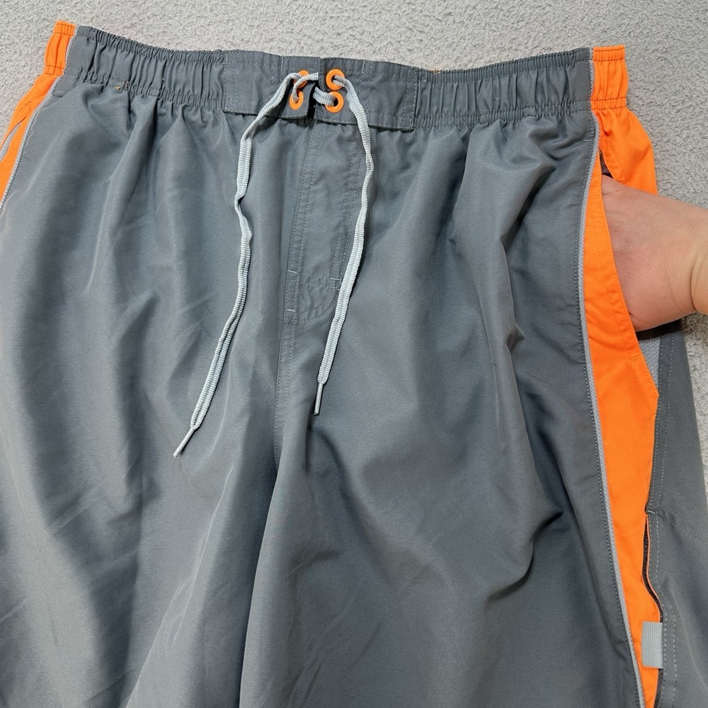 Nike Shorts Mens XXL‎ 2XL Gray Orange Lined Stash Pocket Drawstring Board Shorts - Picture 12 of 14